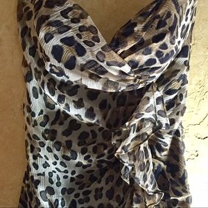 Bebe Strapless Leopard Cocktail Dress